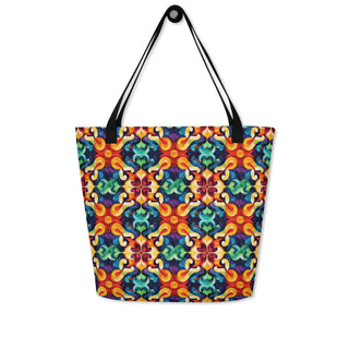 Large Colorful, Bright Patterned Tote Bag 16"x20"