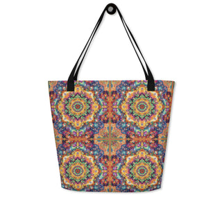 Large Colorful Boho Tile Tote Bag 16"x20"