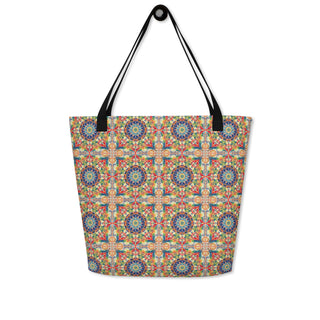 Large Colorful Geometric Tile Tote Bag 16"x20"