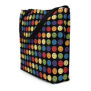 Large Rainbow Smiley Happy Face Tote Bag 16"x20"