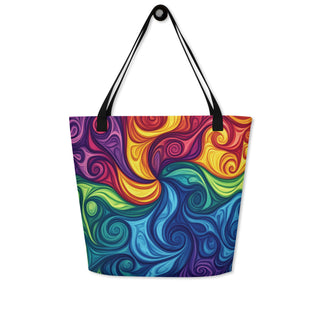 Large Rainbow Swirl Tote Bag 16"x20"