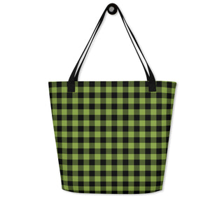 Large Green Plaid Tote Bag 16"x20"