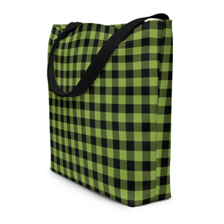 Large Green Plaid Tote Bag 16"x20"