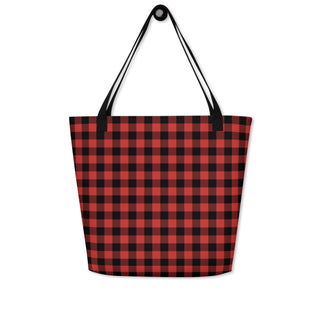 Large Red Plaid Tote Bag 16"x20"