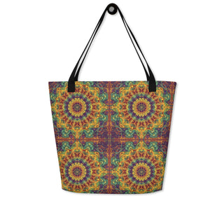 Large Colorful Mandala Tile Tote Bag 16"x20"