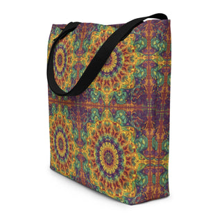 Large Colorful Mandala Tile Tote Bag 16"x20"