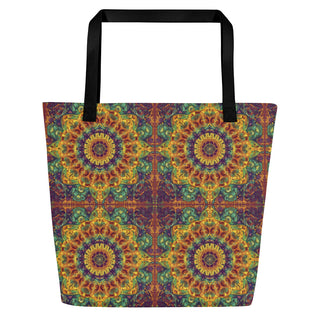 Large Colorful Mandala Tile Tote Bag 16"x20"