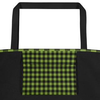 Large Green Plaid Tote Bag 16"x20"