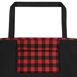 Large Red Plaid Tote Bag 16"x20"