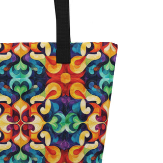 Large Colorful, Bright Patterned Tote Bag 16"x20"