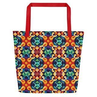 Large Colorful, Bright Patterned Tote Bag 16"x20"