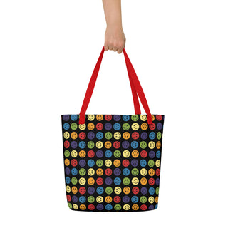 Large Rainbow Smiley Happy Face Tote Bag 16"x20"