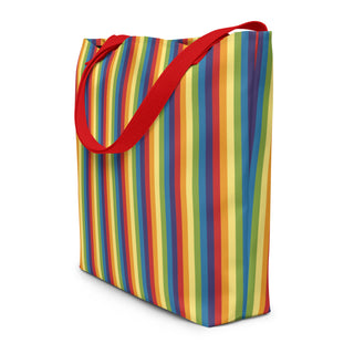 Large Rainbow Stripe Tote Bag 16"x20"