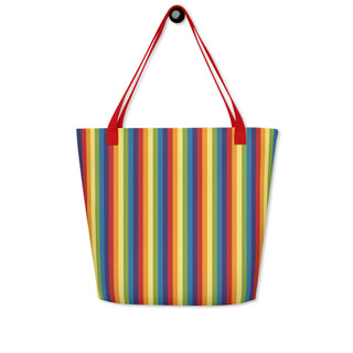 Large Rainbow Stripe Tote Bag 16"x20"