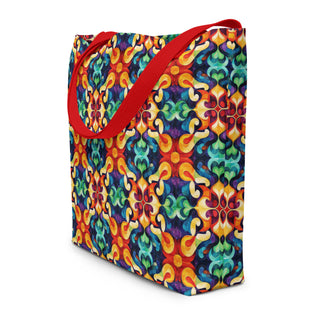 Large Colorful, Bright Patterned Tote Bag 16"x20"