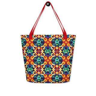 Large Colorful, Bright Patterned Tote Bag 16"x20"