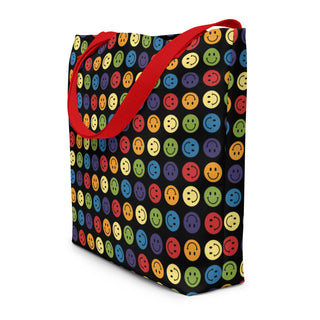 Large Rainbow Smiley Happy Face Tote Bag 16"x20"