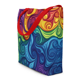 Large Rainbow Swirl Tote Bag 16"x20"