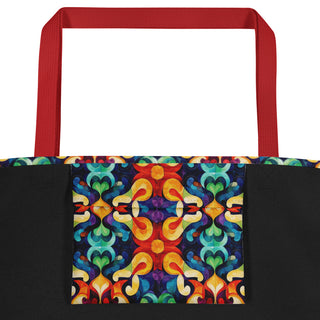 Large Colorful, Bright Patterned Tote Bag 16"x20"