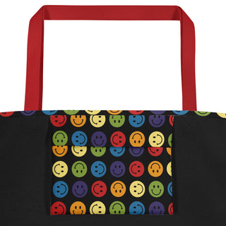 Large Rainbow Smiley Happy Face Tote Bag 16"x20"