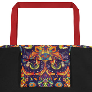 Large Vibrant Designer Tote Bag 16"x20"