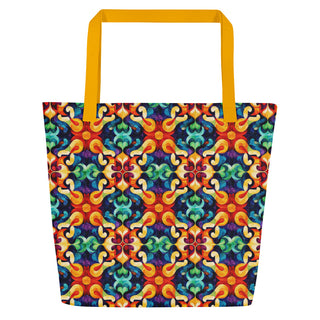 Large Colorful, Bright Patterned Tote Bag 16"x20"