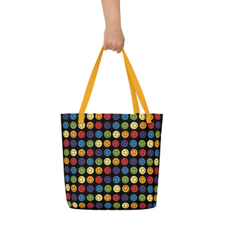 Large Rainbow Smiley Happy Face Tote Bag 16"x20"