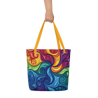 Large Rainbow Swirl Tote Bag 16"x20"