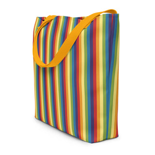 Large Rainbow Stripe Tote Bag 16"x20"