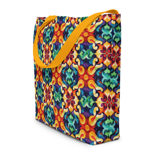 Large Colorful, Bright Patterned Tote Bag 16"x20"