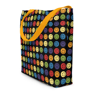 Large Rainbow Smiley Happy Face Tote Bag 16"x20"