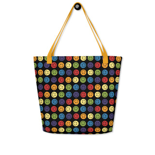 Large Rainbow Smiley Happy Face Tote Bag 16"x20"