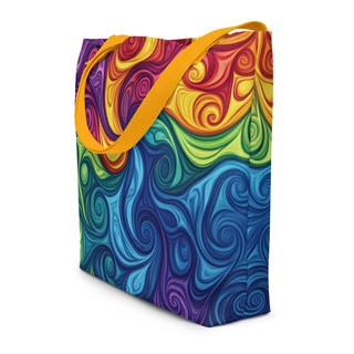 Large Rainbow Swirl Tote Bag 16"x20"