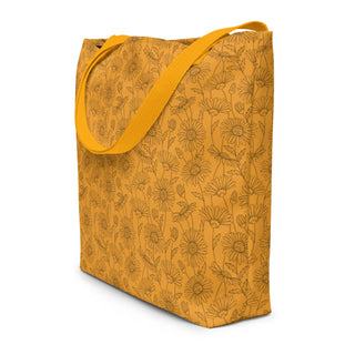 Large Orange Floral Tote Bag 16"x20"