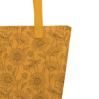 Large Orange Floral Tote Bag 16"x20"