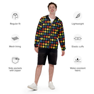 Windbreaker Happy Smile Rainbow Black Regular Unisex Fit Jacket