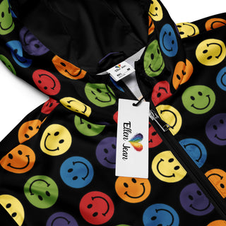 Windbreaker Happy Smile Rainbow Black Regular Unisex Fit Jacket