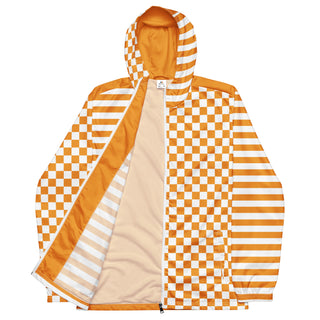 Windbreaker Orange and White Checkerboard Stripe Regular Jacket