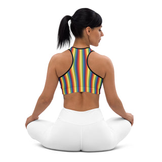 Padded Sports Bra Rainbow Stripe Racerback Bra