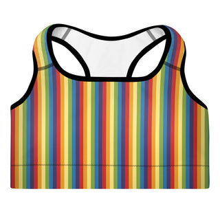 Padded Sports Bra Rainbow Stripe Racerback Bra