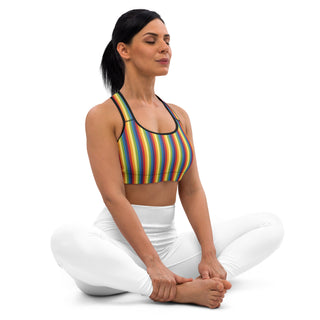 Padded Sports Bra Rainbow Stripe Racerback Bra