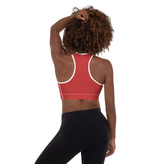 Red Padded Sports Bra with Signature Heart by Ellen Jean