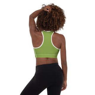 Green Padded Sports Bra with Signature Heart by Ellen Jean