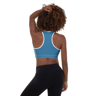 Blue Padded Sports Bra with Signature Heart by Ellen Jean