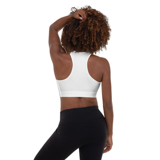 White Padded Sports Bra with Signature Heart by Ellen Jean