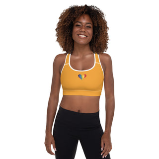 Orange Padded Sports Bra with Signature Heart by Ellen Jean