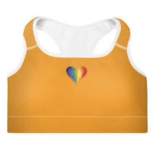 Orange Padded Sports Bra with Signature Heart by Ellen Jean