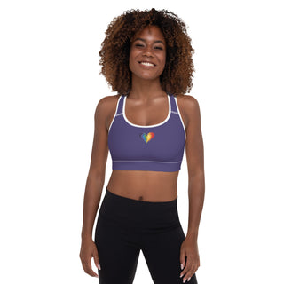 Purple Padded Sports Bra with Signature Heart by Ellen Jean