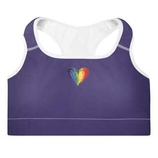 Purple Padded Sports Bra with Signature Heart by Ellen Jean