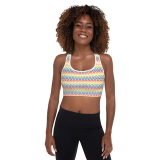 Rainbow Waves Padded Sports Bra by Ellen Jean